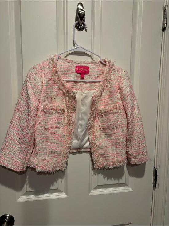 Lilly Pulitzer Tops - Pink Tweed Cropped Jacket